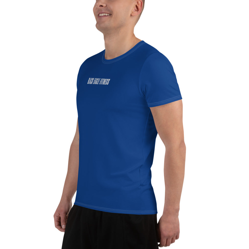 Black Eagle Fitness - Dark Blue Athletic T-shirt - Red/Wht Logo