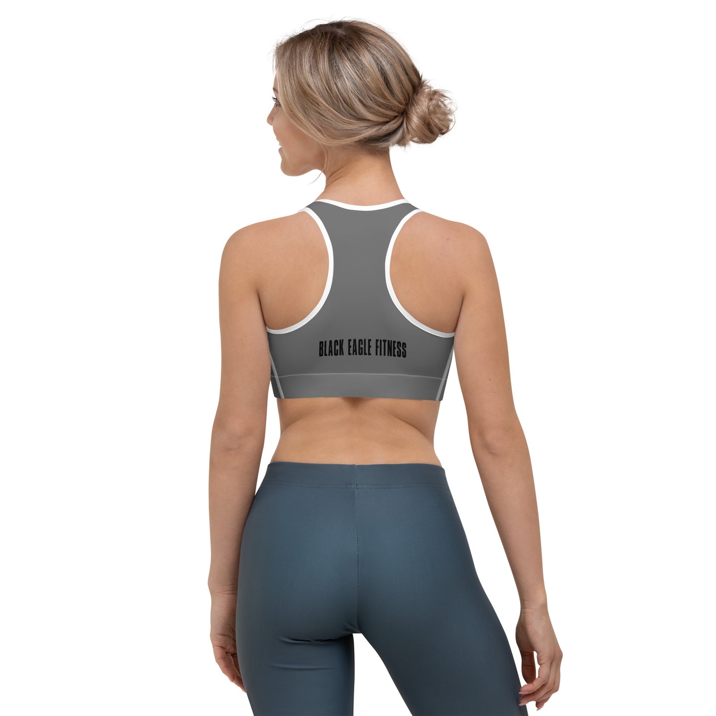 Black Eagle Fitness - Charcoal Sports bra - Red/Black Logo