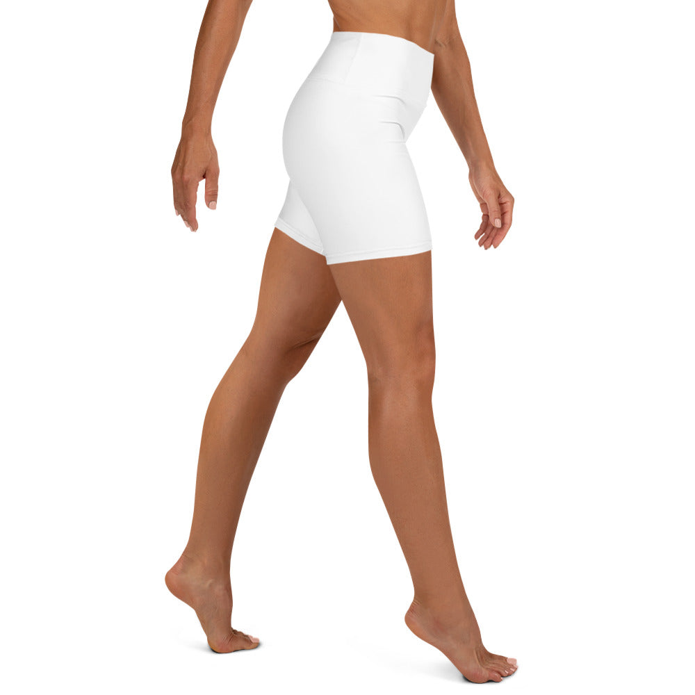 Black Eagle Fitness - White Yoga Shorts - Red/Blk Logo