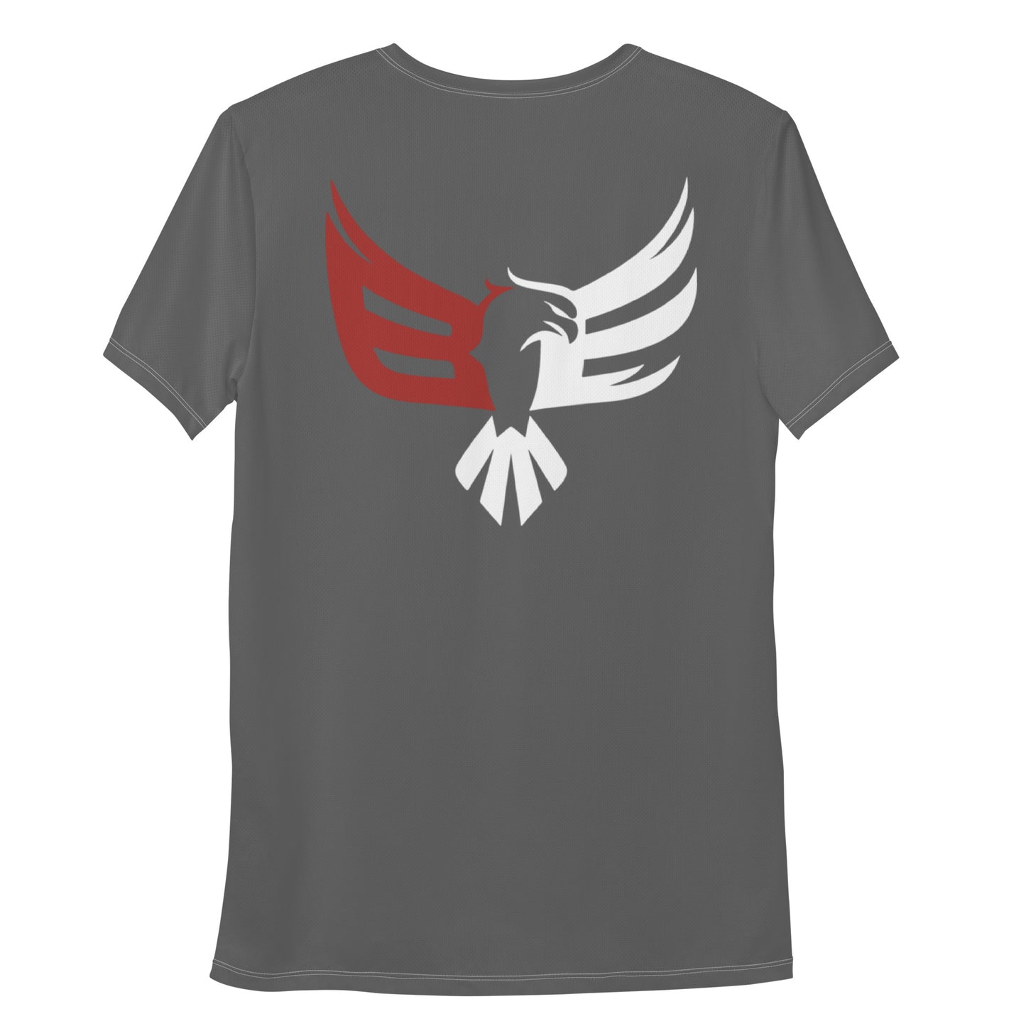 Black Eagle Fitness - Charcoal Athletic T-shirt - Red/Wht Logo