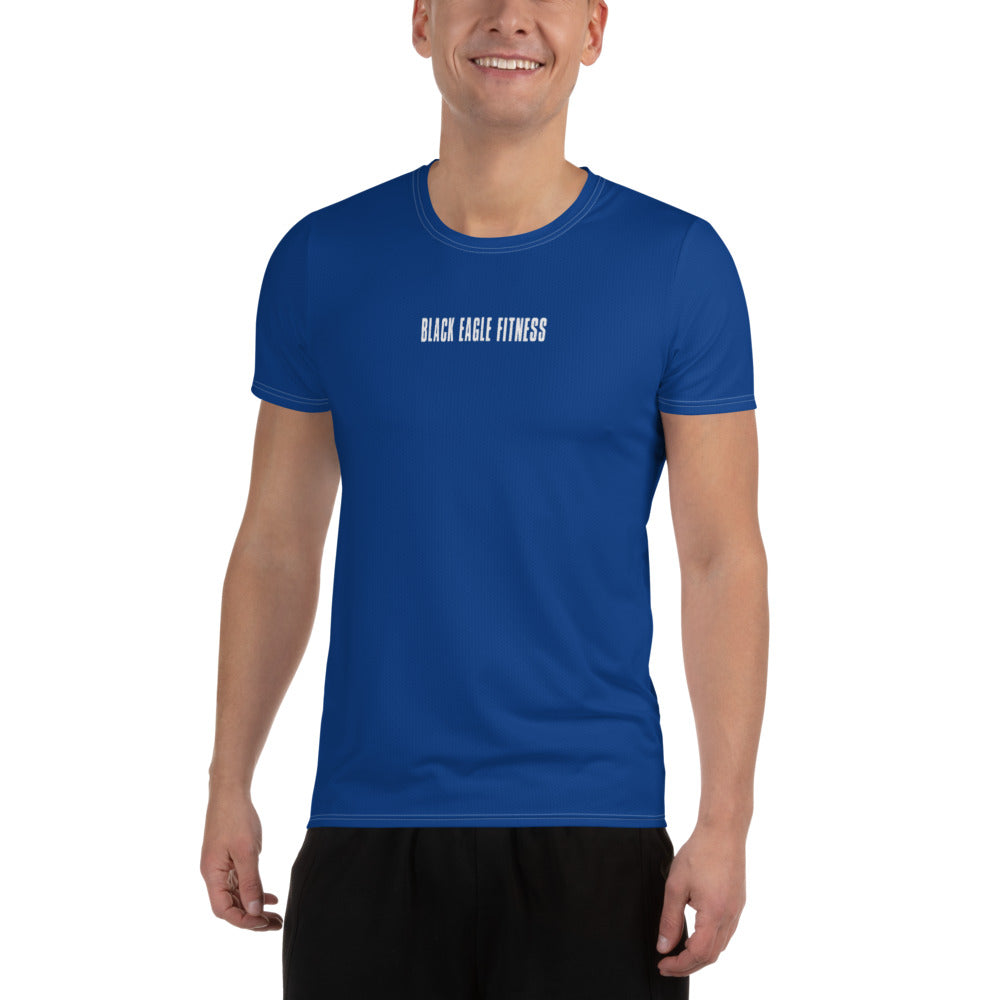 Black Eagle Fitness - Dark Blue Athletic T-shirt - Red/Wht Logo