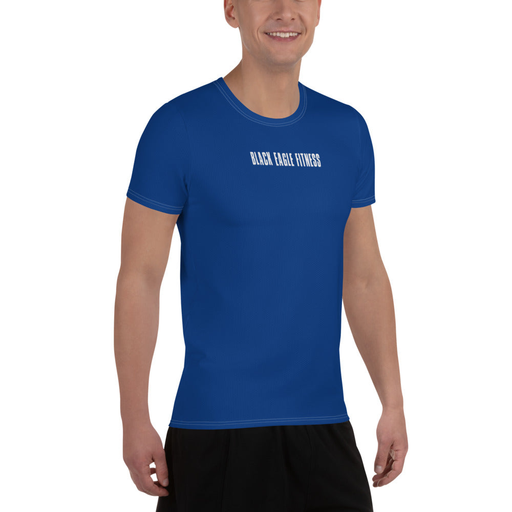 Black Eagle Fitness - Dark Blue Athletic T-shirt - Red/Wht Logo
