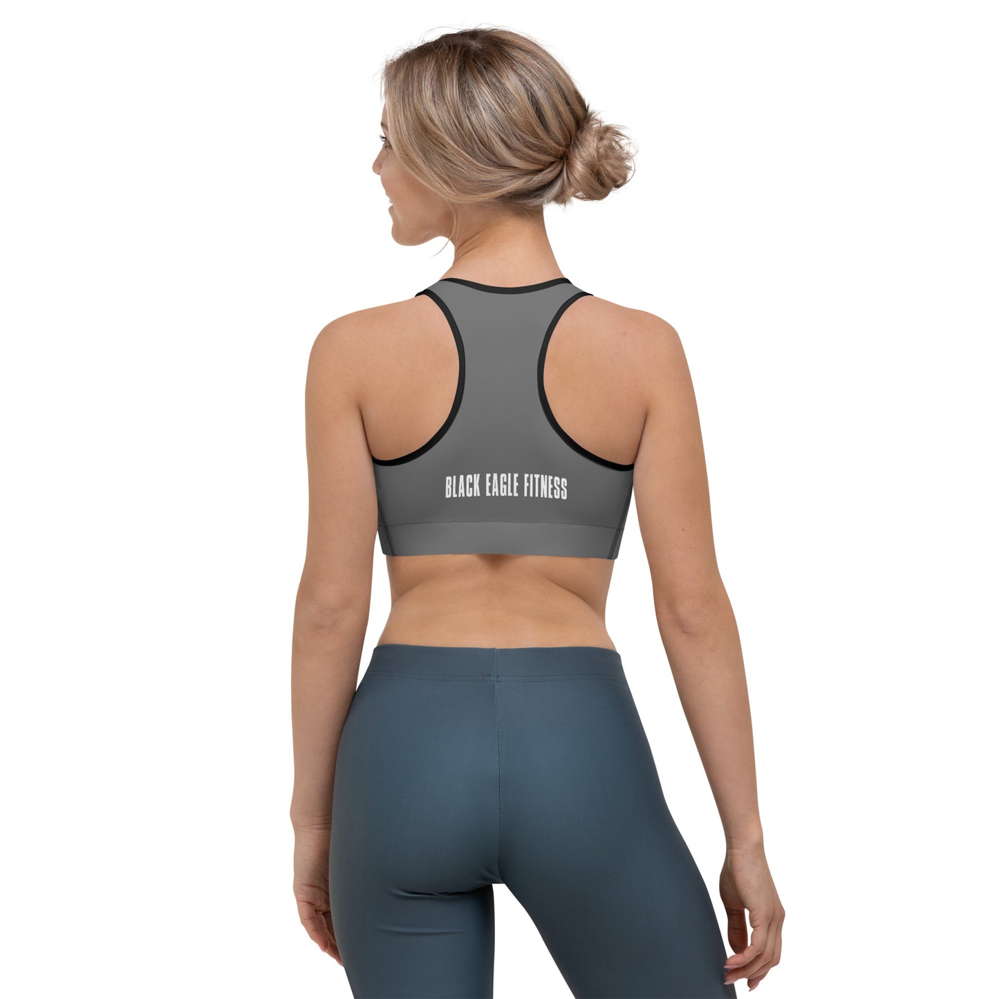 Black Eagle Fitness - Charcoal Sports bra - Red/White Logo