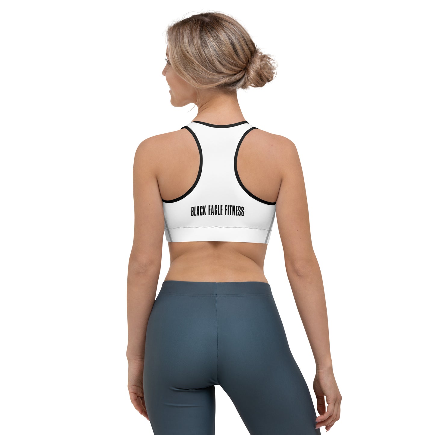 Black Eagle Fitness - White Sports bra - Red/Black Logo