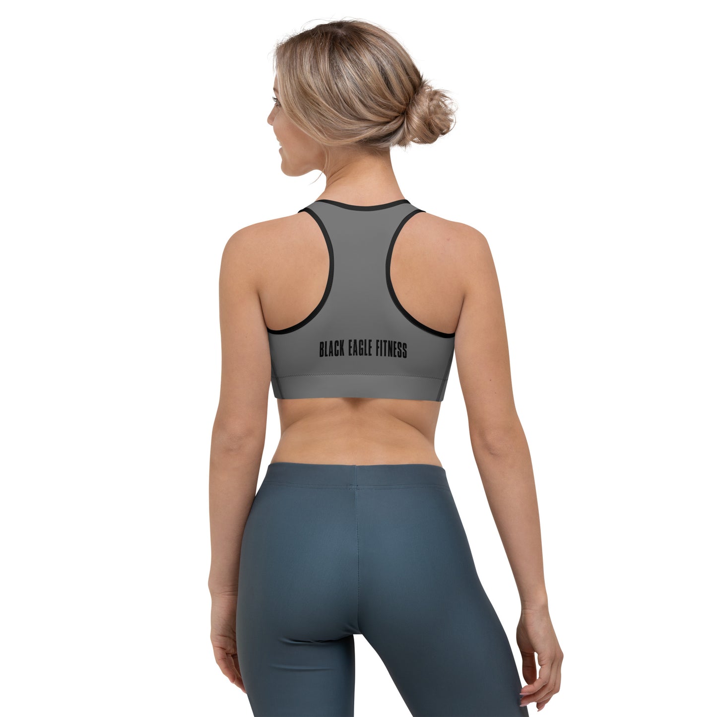 Black Eagle Fitness - Charcoal Sports bra - Red/Black Logo