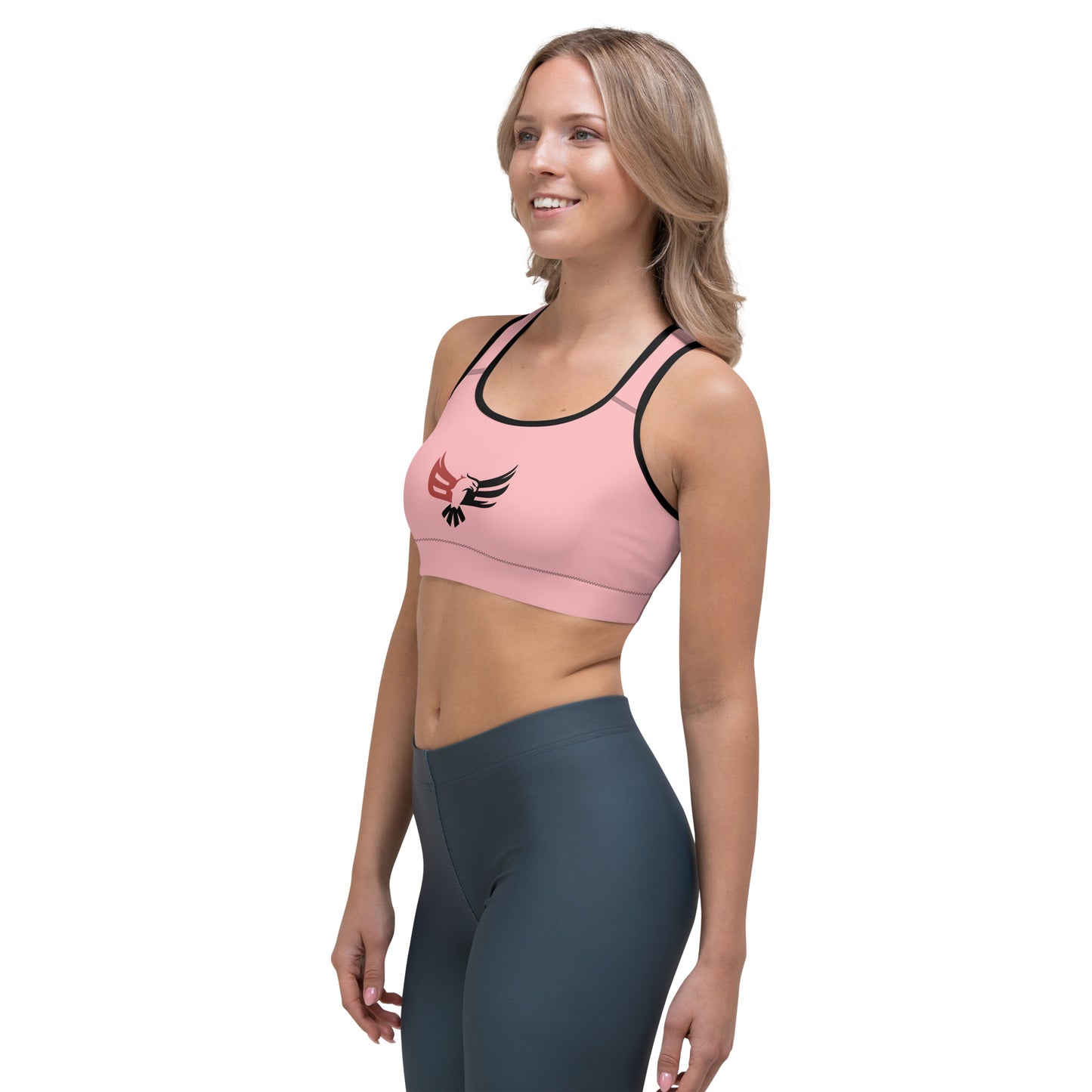 Black Eagle Fitness - Pink Sports bra - Red/Black Logo