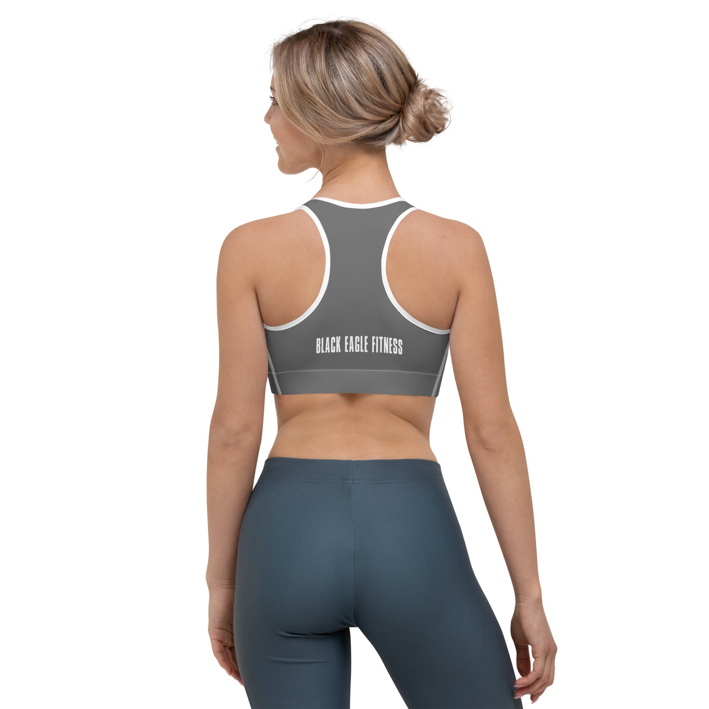 Black Eagle Fitness - Charcoal Sports bra - Red/White Logo