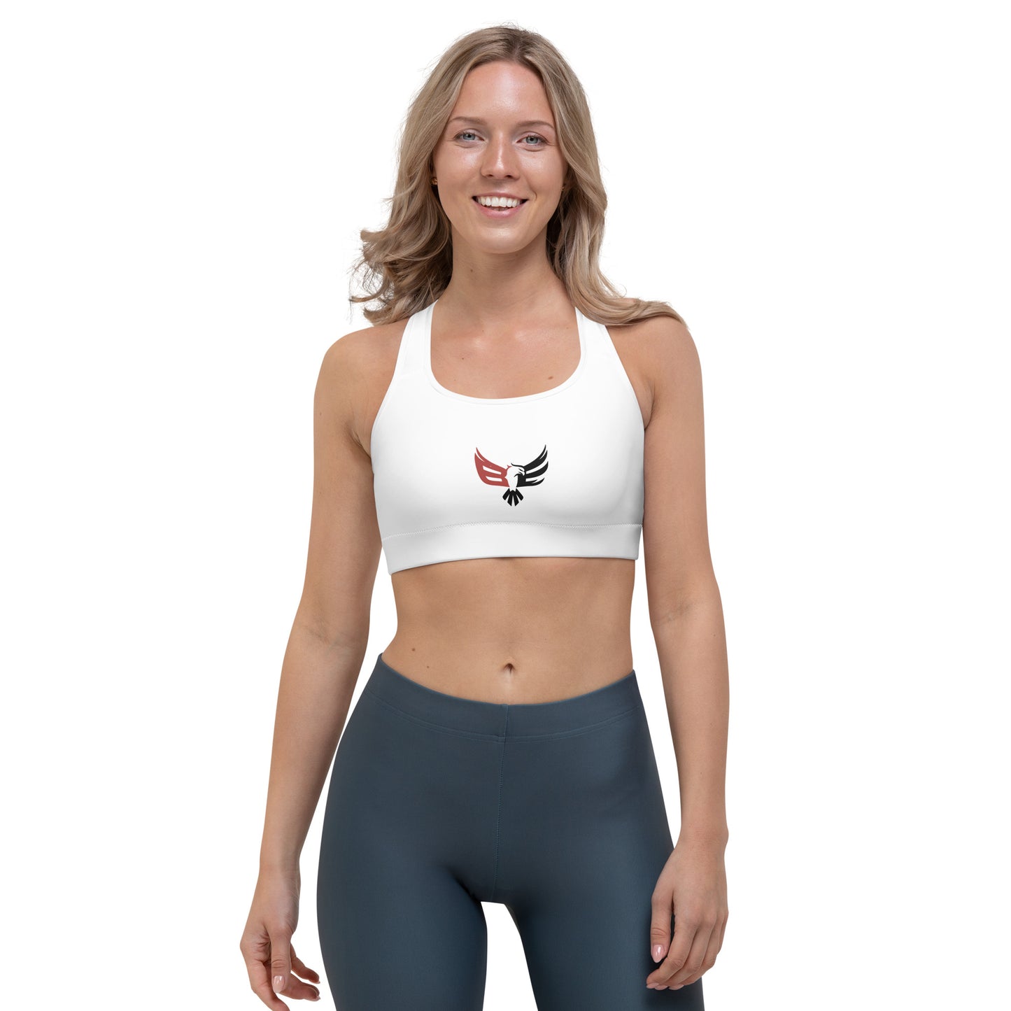 Black Eagle Fitness - White Sports bra - Red/Black Logo