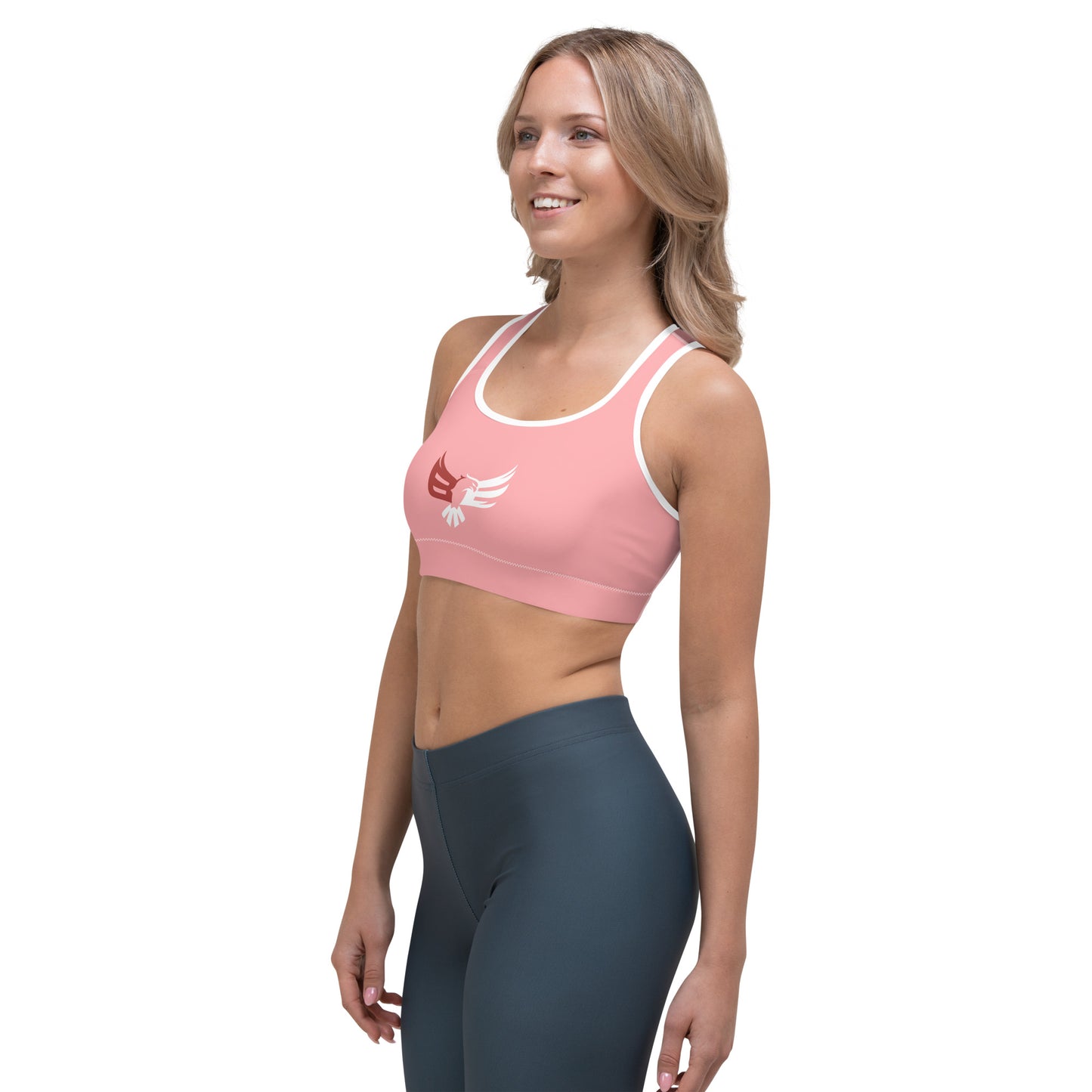 Black Eagle Fitness - Pink Sports bra - Red/White Logo