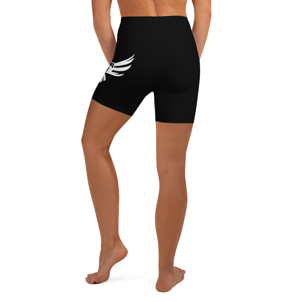 Black Eagle Fitness - Black Yoga Shorts - Red/Wht Logo