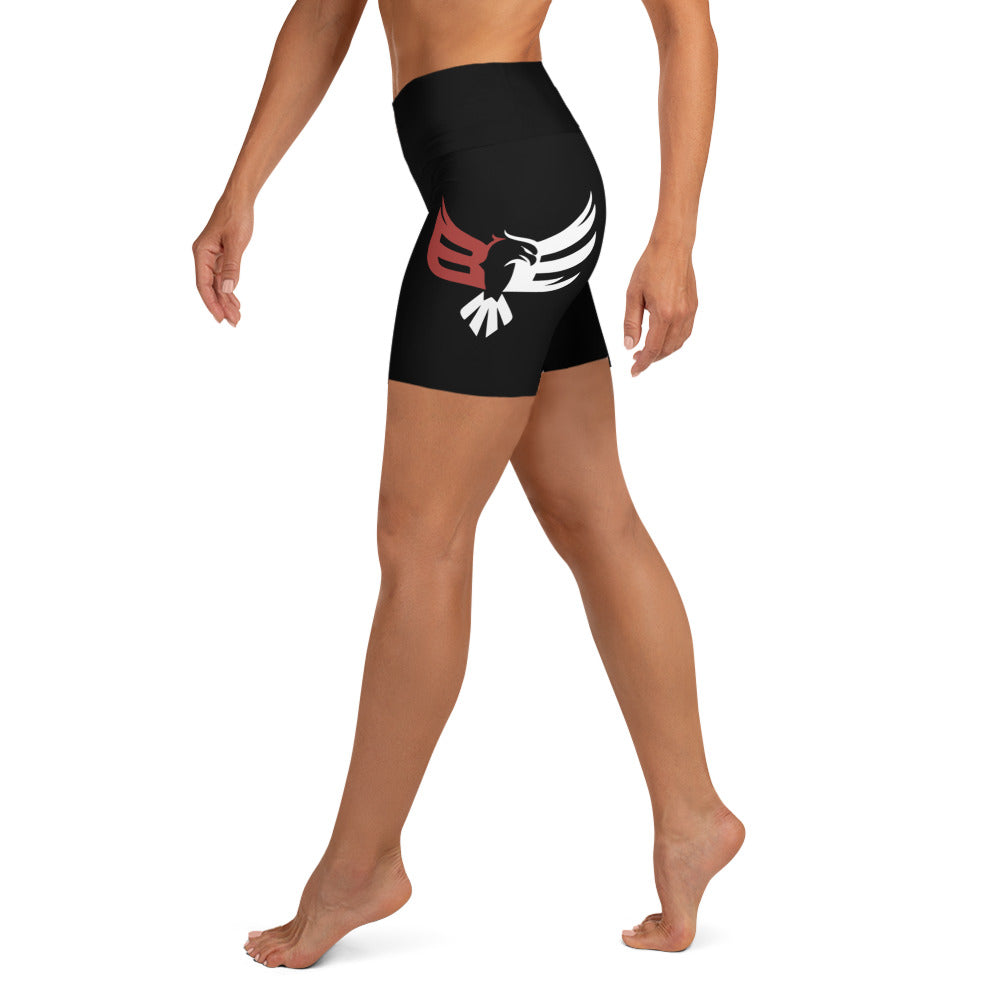 Black Eagle Fitness - Black Yoga Shorts - Red/Wht Logo