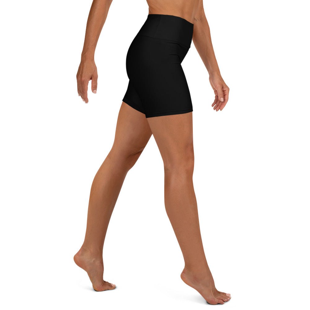 Black Eagle Fitness - Black Yoga Shorts - Red/Wht Logo